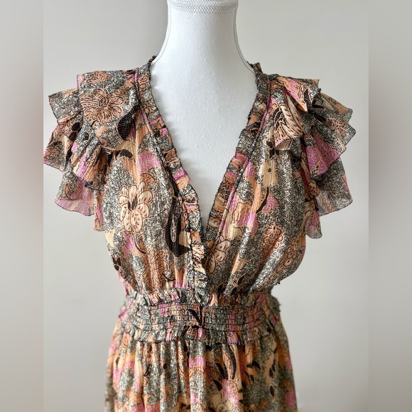 Ulla Johnson Silk Blend Ruffle Midi Dress – Floral Boho – Size 6 - Picture 2 of 8